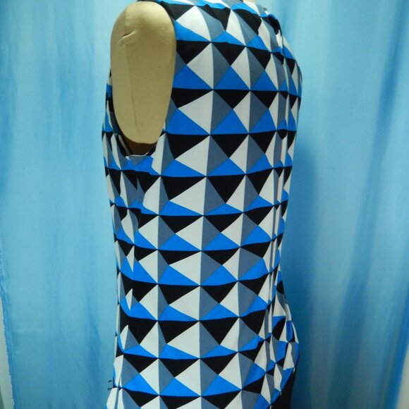 Calvin Klein Pleated Neck Sleeveless Geometric Career Top Size Large NWOT - Picture 3 of 12